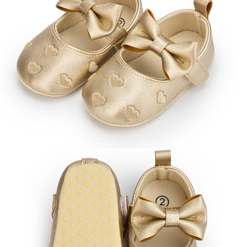 Kids Charm Online Metallic Gold Infant Shoes with Velcro. HMZ161G