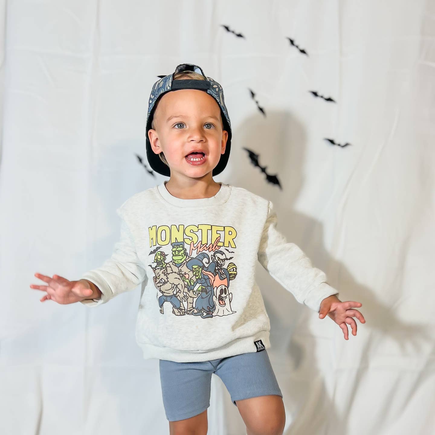 Model Wearing AK Clothing Company, LLC Monster Mash Halloween Crew