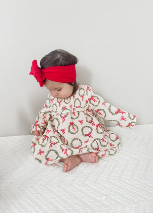 Model Wearing SpearmintLOVE Smocked Ruffle Tiered Dress, Wreath