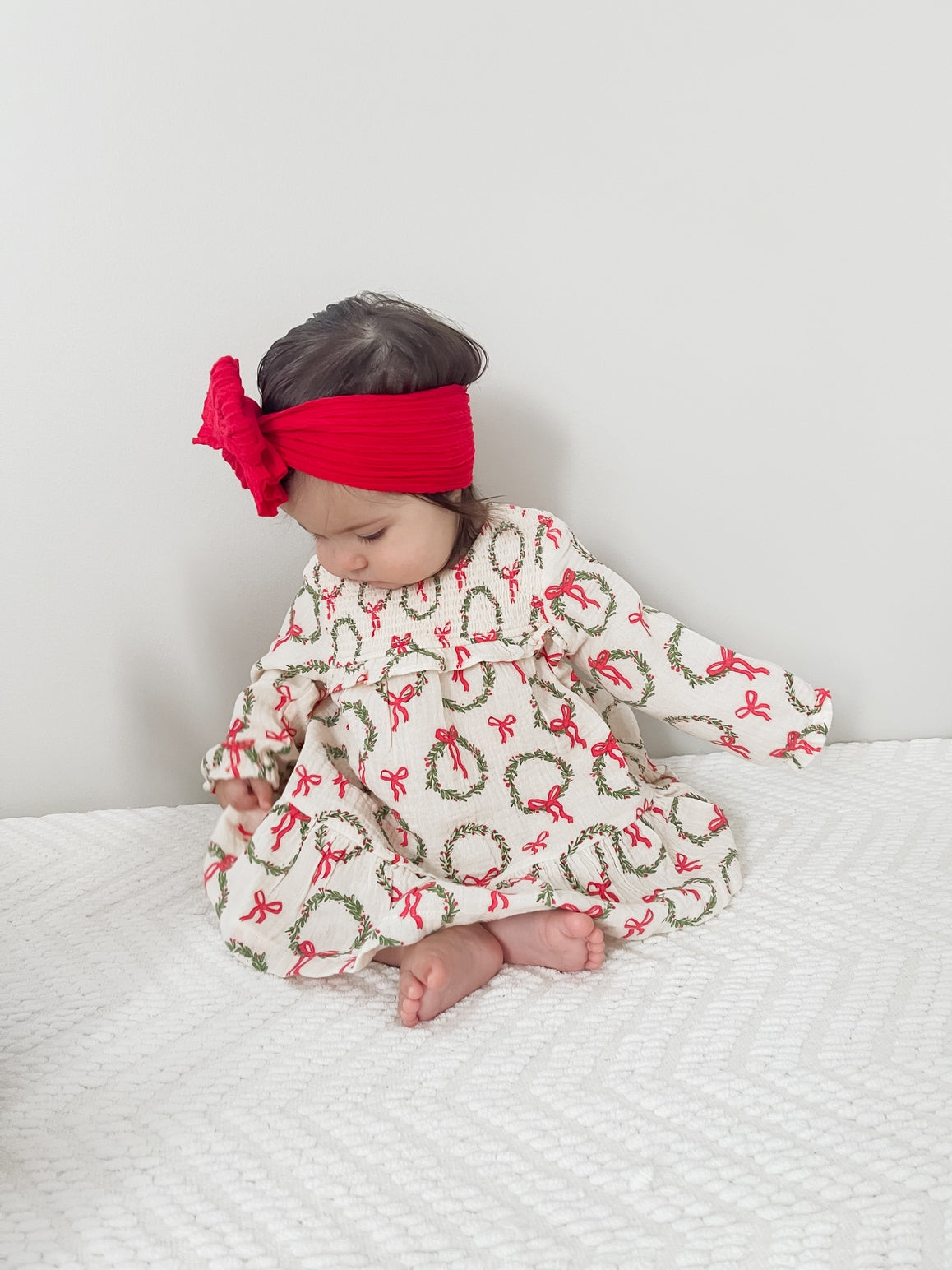 Model Wearing SpearmintLOVE Smocked Ruffle Tiered Dress, Wreath