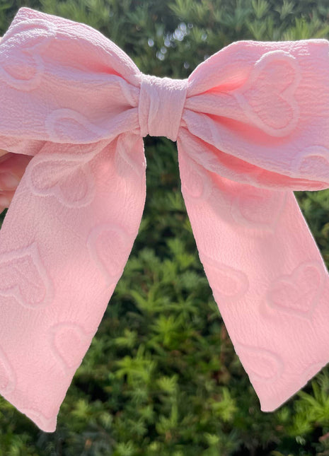 Little Lemon Pink Hearts Hair Bow