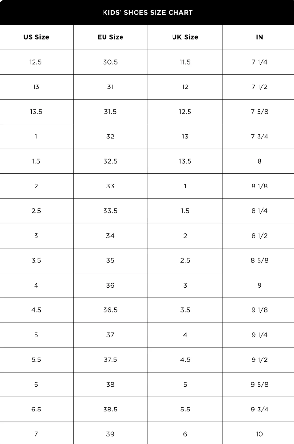 Steve Madden Shoe Size Chart