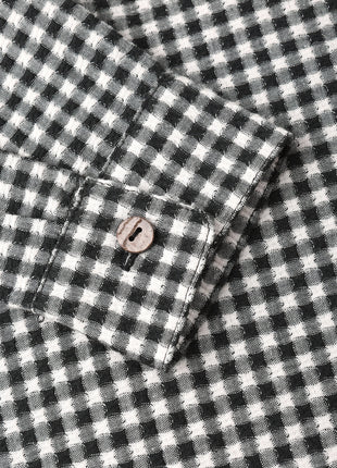 Rylee + Cru Collared Long Sleeve Shirt || Black Gingham Details