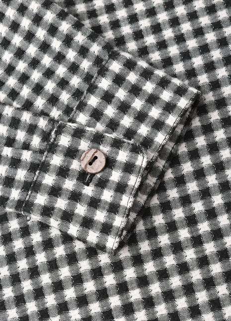 Rylee + Cru Collared Long Sleeve Shirt || Black Gingham Details