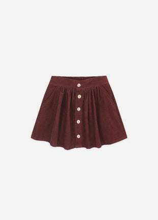 Rylee & Cru Button Front Mini Skirt || Burgundy Front