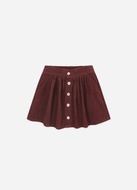 Rylee & Cru Button Front Mini Skirt || Burgundy Front