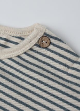 Quincy Mae Long Sleeve Tee || Ocean Micro Stripe Details 
