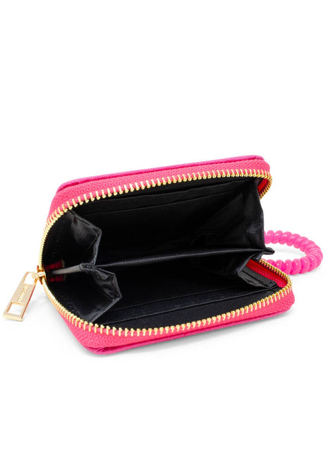 Tiny Treats and ZOMI GEMS Sequin Heart Spiral Strap Wallet For Kids - Hot Pink