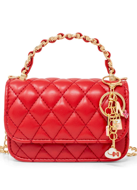 Tiny Treats & ZOMI Gems Girl's Classic Link Chain Top Handle Handbag - Red
