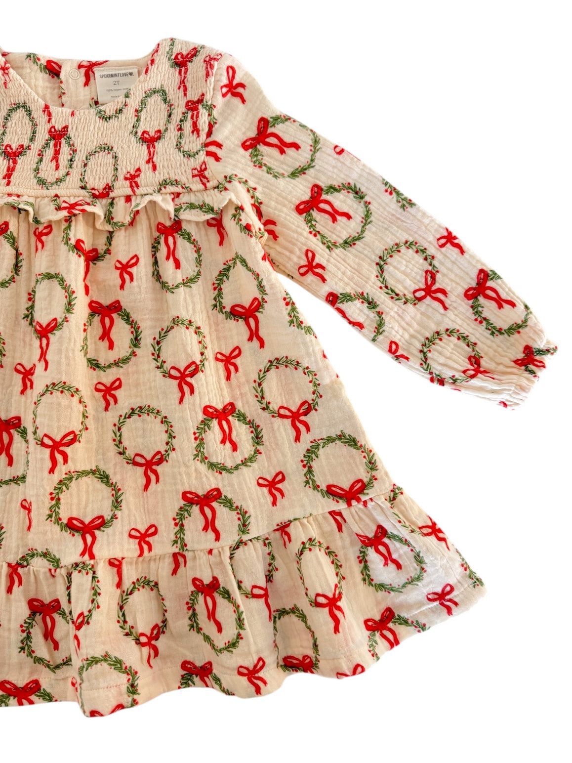 SpearmintLOVE Smocked Ruffle Tiered Dress, Wreath Details 