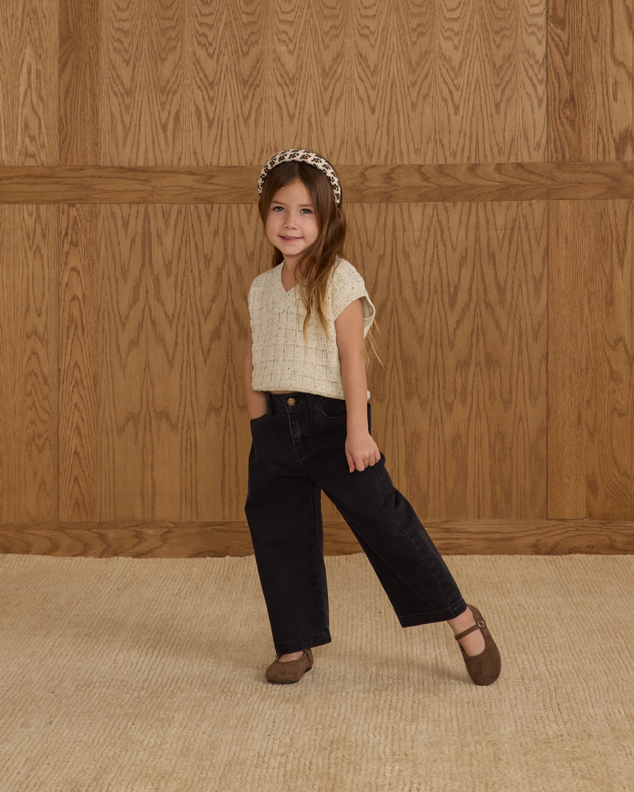Model Wearing Rylee + Cru Straight Leg Pant || Washed Black