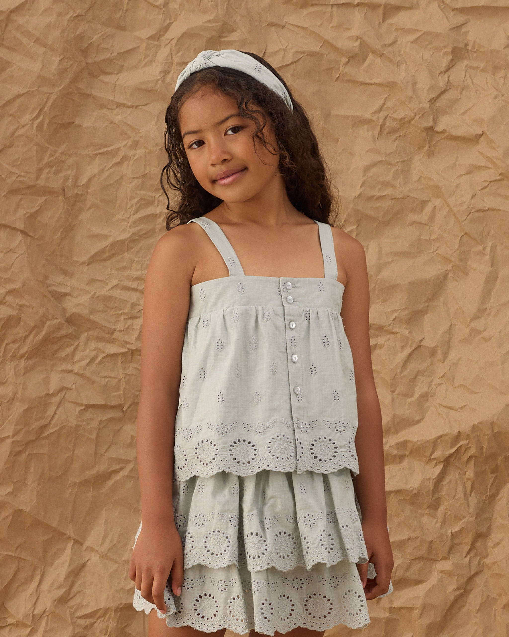 Model Wearing Rylee & Cru Swing Top || Seafoam
