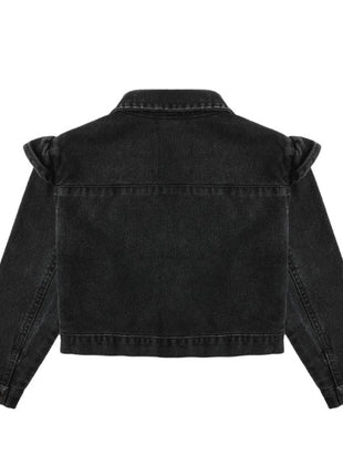 Rylee & Cru Ruffle Denim Jacket || Washed Black Back