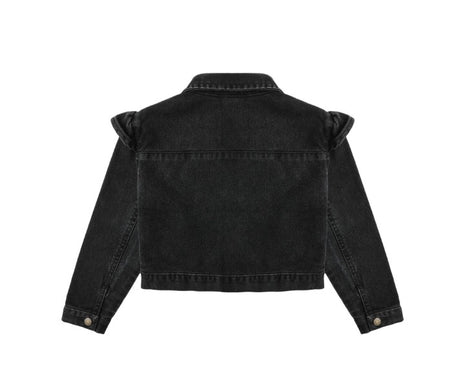 Rylee & Cru Ruffle Denim Jacket || Washed Black Back