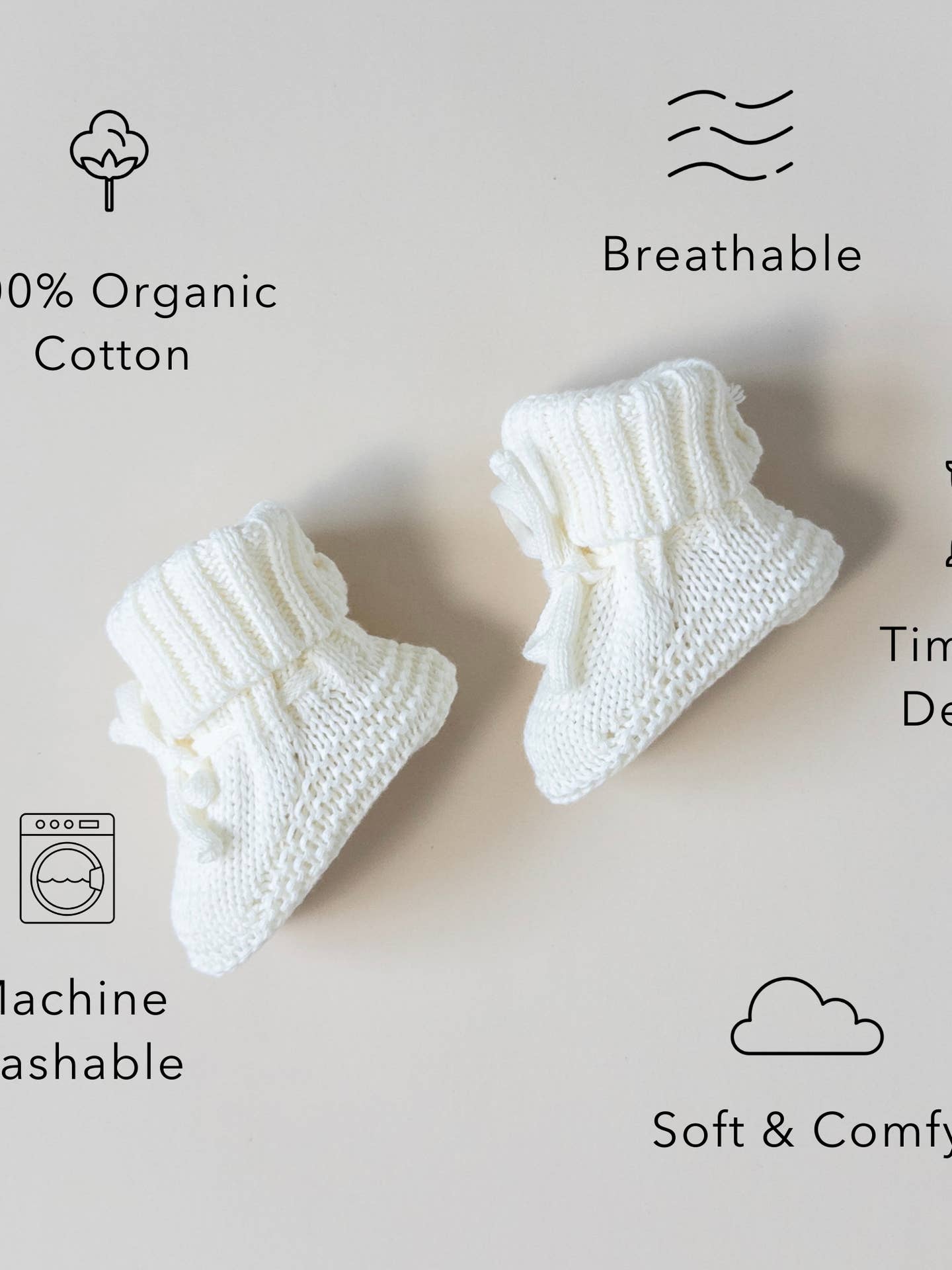 Pine Kids Knit Booties - Cloud