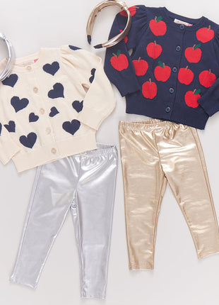 Pink Chicken Girls Lame Leggings Gold & Silver 