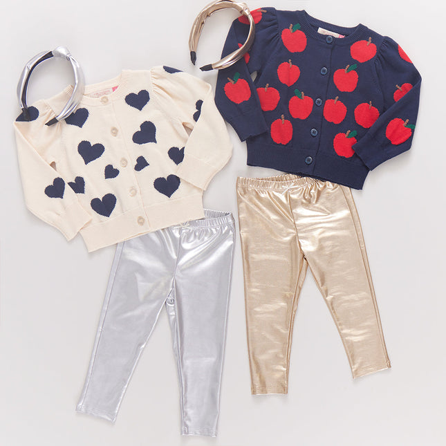 Pink Chicken Girls Lame Leggings Gold & Silver 