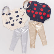 Pink Chicken Girls Lame Leggings Gold & Silver 