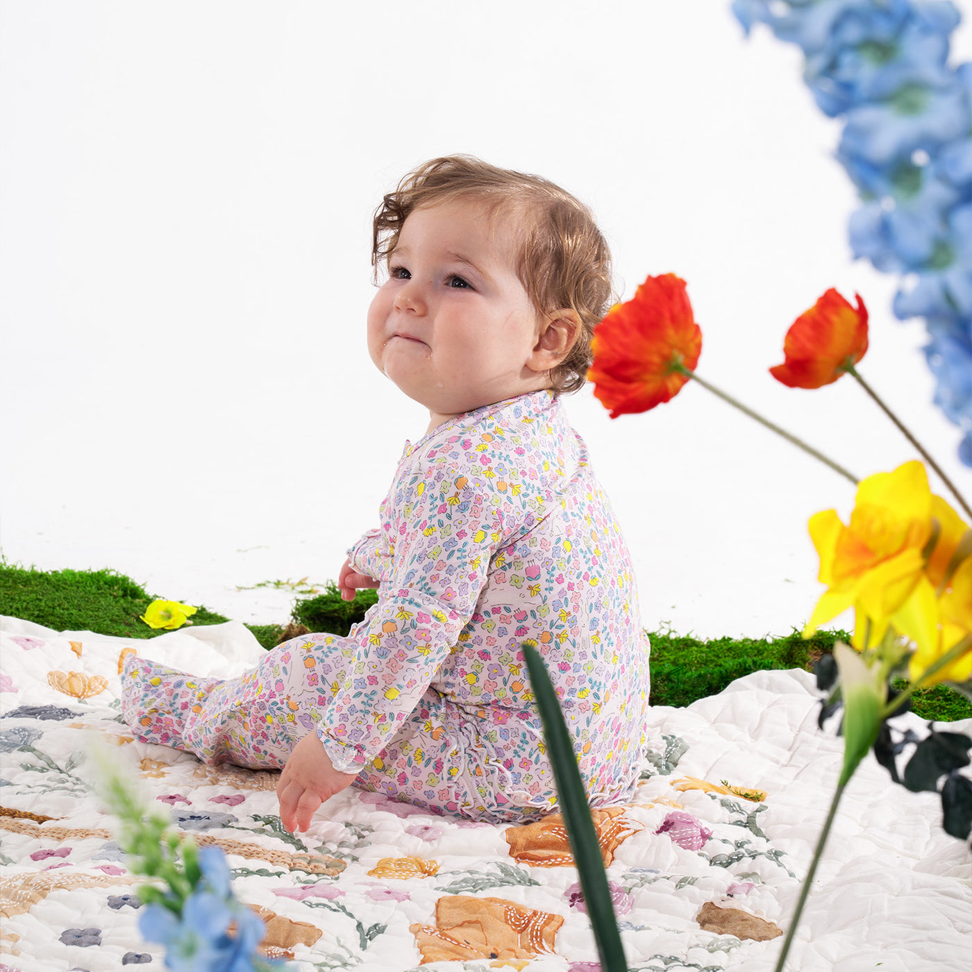 Model Wearing Magnetic Me Bunny Blossom Modal Magnetic Footie