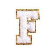 Becco Bags 3" Chenille Sparkle Letter Patches — White