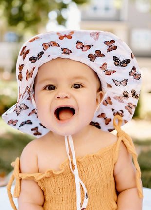 Model Wearing Huggalugs Butterflies Baby & Toddler Sunhat Upf 50+