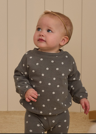 Baby wearing Rylee + Cru Spongey Polka Dot Knit Set 