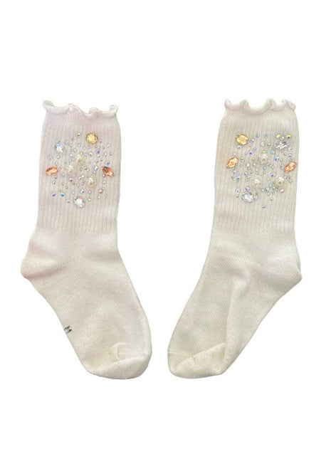 Three Wildflower Designs Silver and Gold Gem High Socks