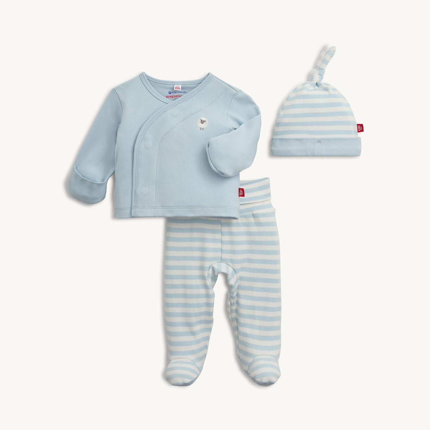 Magnetic Me Blue Stripe | Magnetic Take Me Home Set with folded mittens