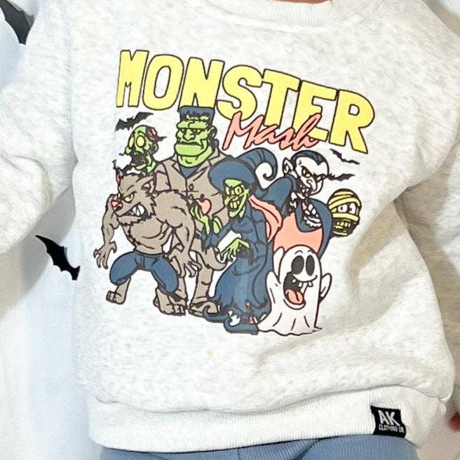 Model Wearing AK Clothing Company, LLC Monster Mash Halloween Crew