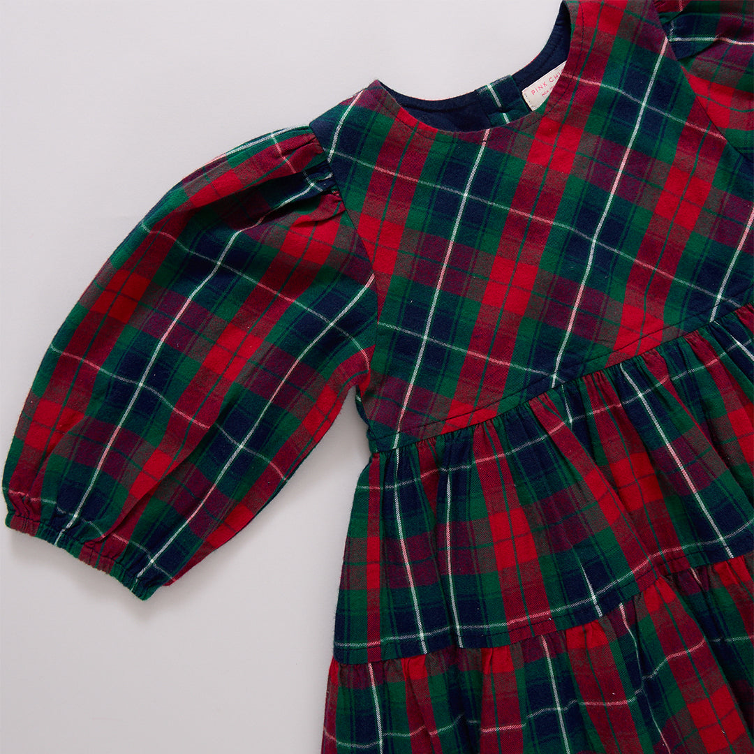 Pink Chicken Baby Girls Maribelle Dress Set - Red Tartan Details