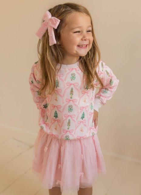 Model Wearing Nutcracker Trellis Christmas Sweatshirt - Ballet