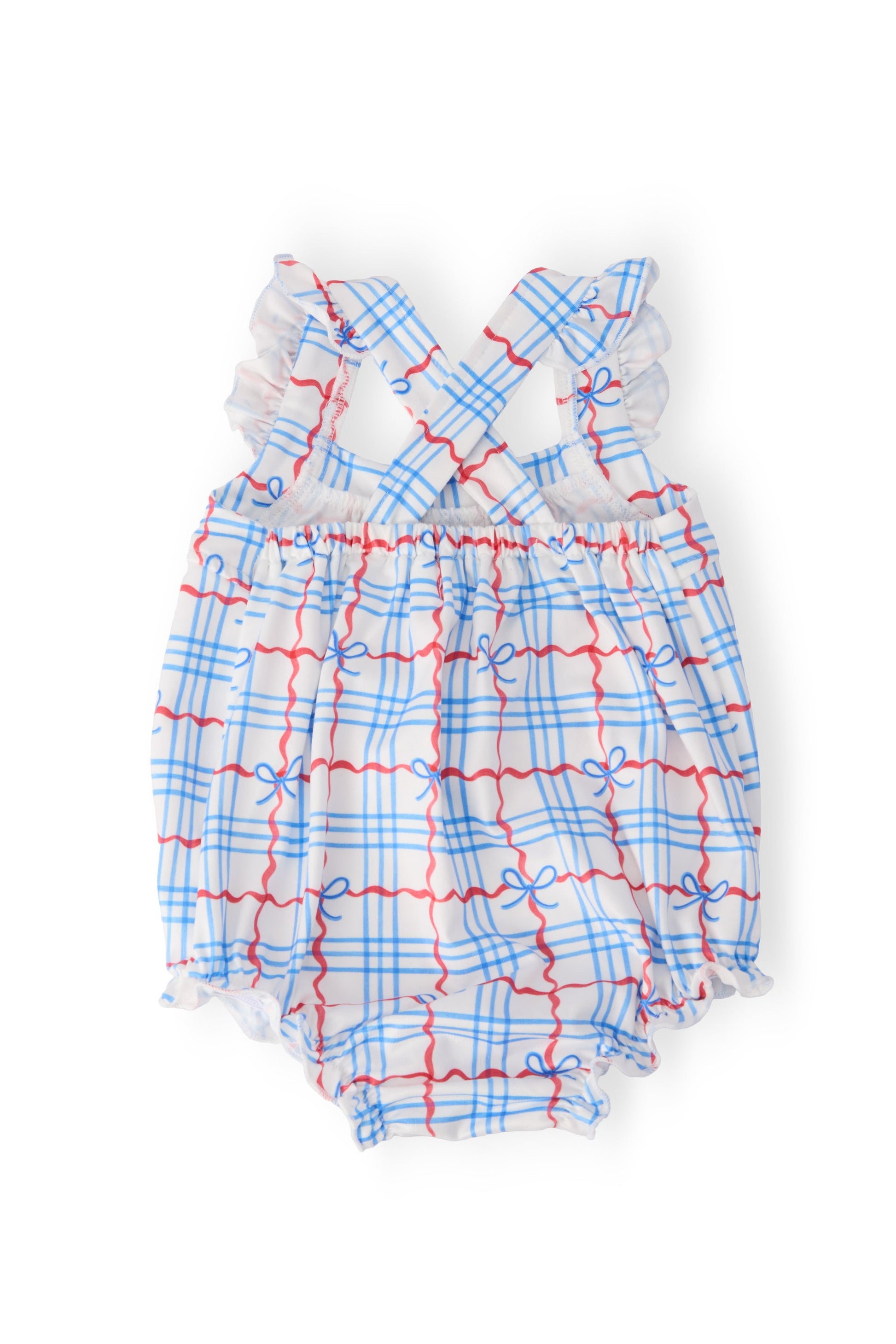 Mila & Rose Patriotic Picnic Ruffle Cross Back Romper Back