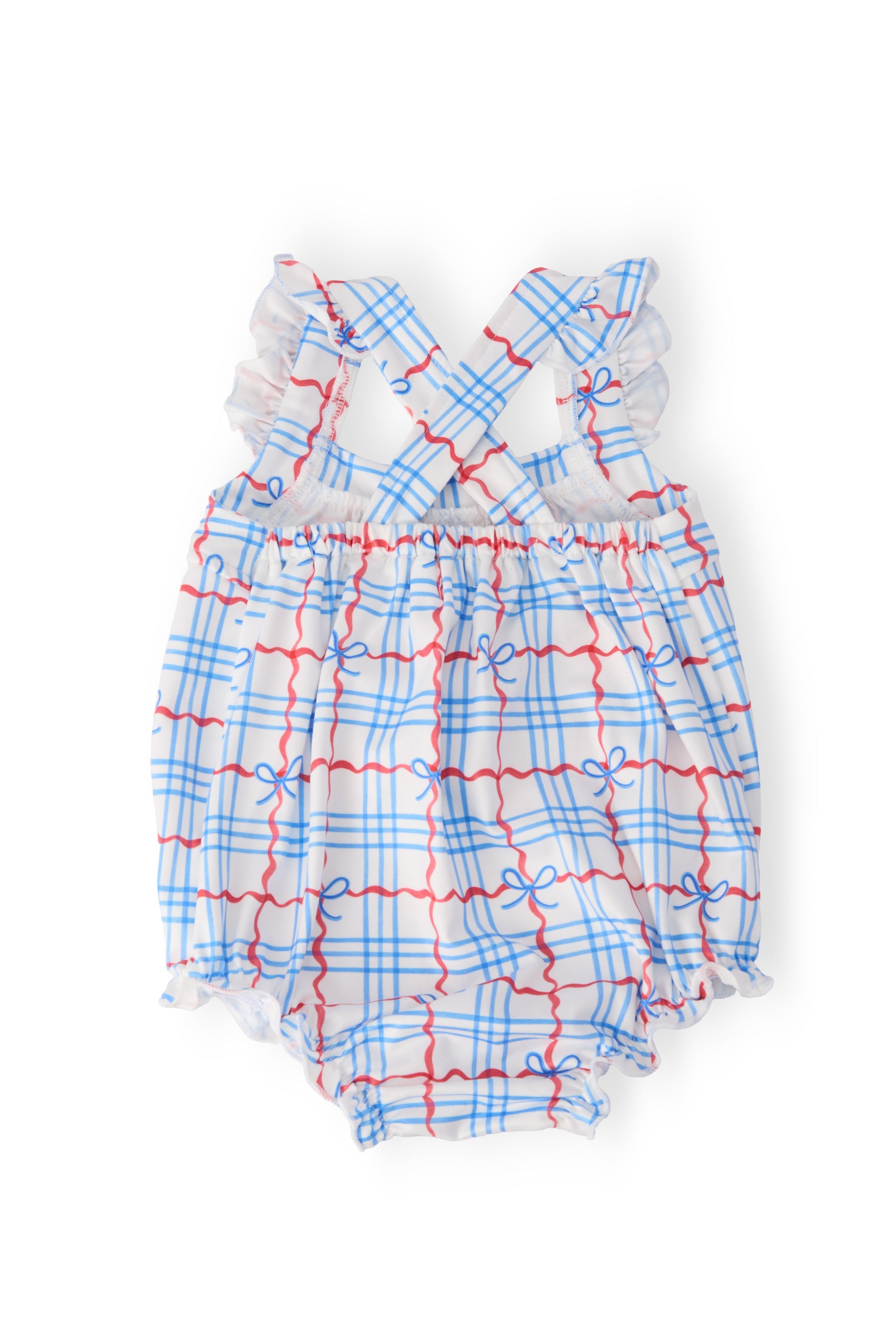 Mila & Rose Patriotic Picnic Ruffle Cross Back Romper Back