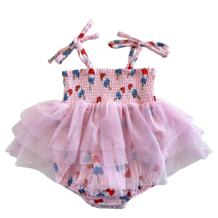SpearmintLOVE Muslin Tutu Bubble, Pink Red, White & Blue Popsicle