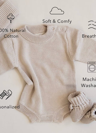 Pine Kids Knit Romper - Oat Details