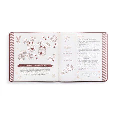 Demdaco Mrs. Claus' Caring Collection 12 Days of Cookies Countdown Recipe Book - 8x8in Open