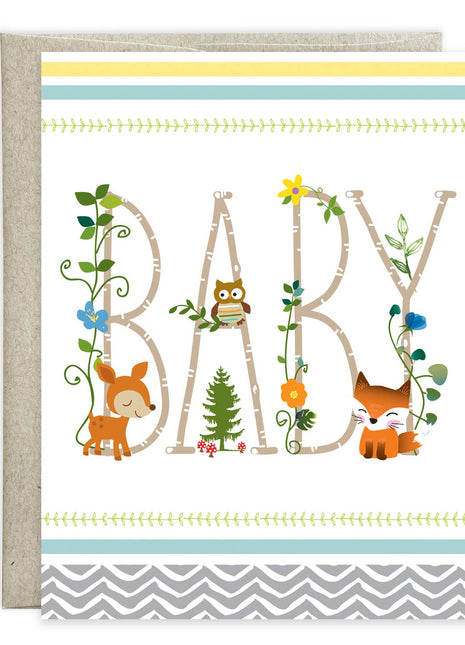 Gina B Designs Baby Greeting Card - Woodland Baby