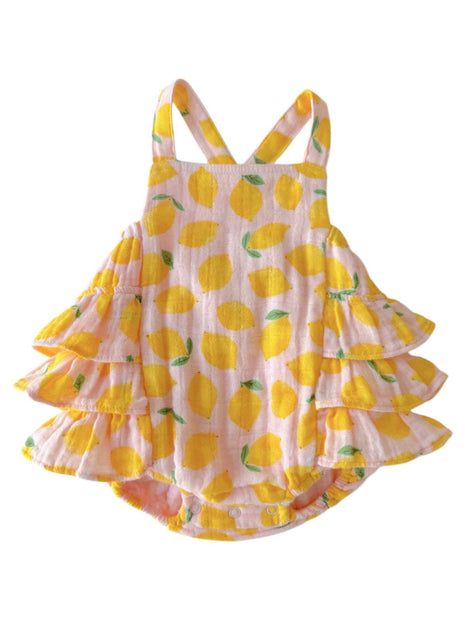 SIIX Collection Lemon Sorbet / Muslin Ruffle Sunsuit  Front