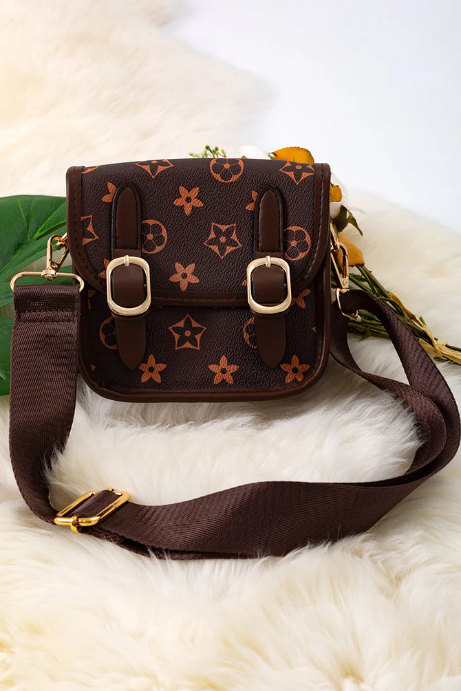 Kids Charm Online Brown 2 Buckle mini purse with wide strap. BBG40055 M
DARK BROWN