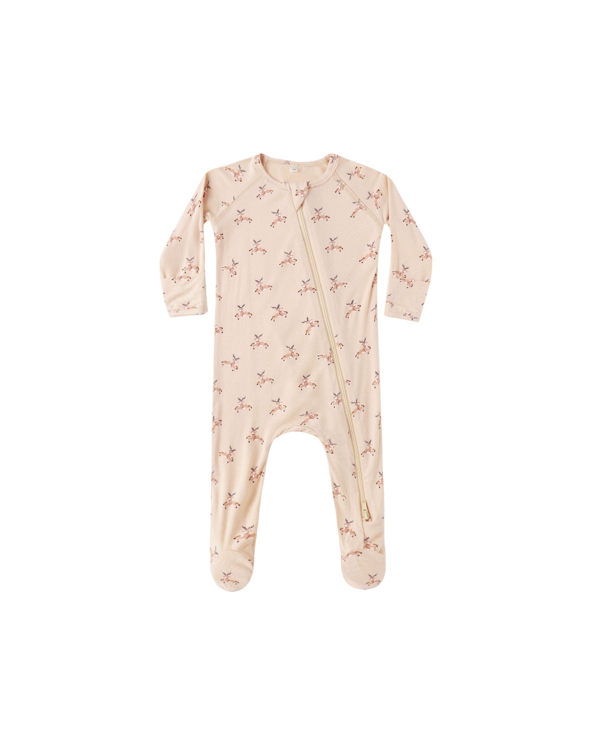 Quincy Mae Bamboo Zip Footie || Reindeer