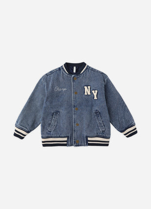 Rylee & Cru Varsity Jacket || Indigo Denim