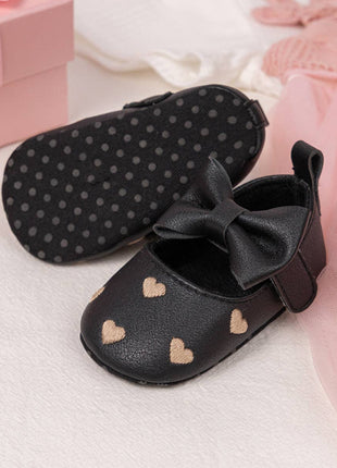 Kids Charm Online Black W/Gold Heart Infant Shoes with Velcro. HMZ1615