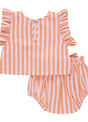 Pink Chicken Baby Girls Abigail 2-Piece Set - Orange Pink Stripe Back