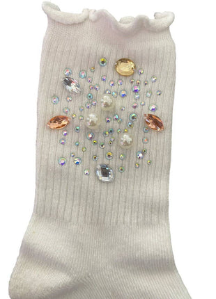 Three Wildflower Designs Silver and Gold Gem High Socks