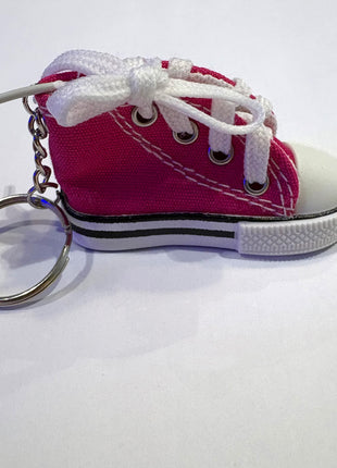 Love And Repeat Canvas Rubber Sole Sneakers Novelty Key Chain - Hot Pink