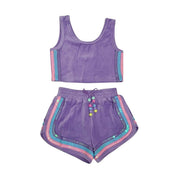Lola And The Boys Rainbow Velour Sequin Tank Set - Lavender Front