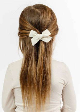 Ivory Linen Bow Clip