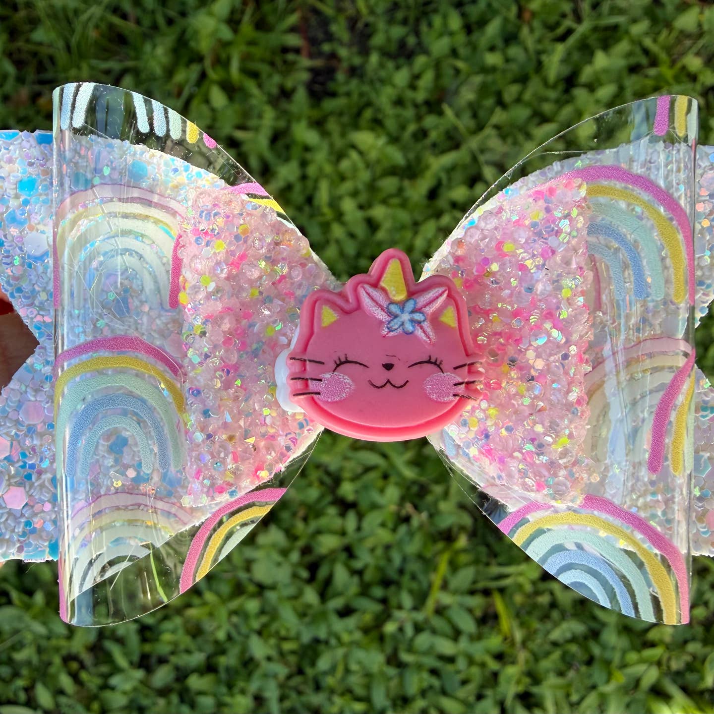 Rainbow Cat Hair Bow