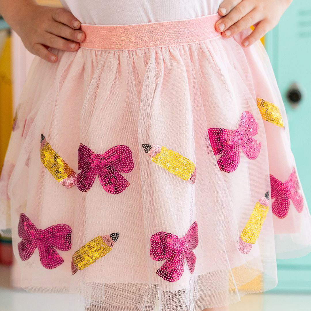Model Wearing Sweet Wink Back to School Cutie Sequin Tutu