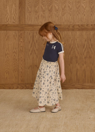 Model Wearing Rylee + Cru Baby Tee || Navy
